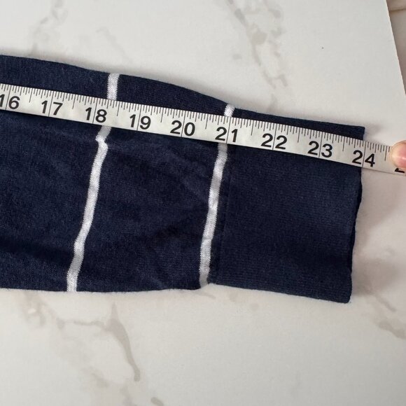 Loft Navy and White Striped Open Front Long Sleeve Cardigan – XL – Ramie/Viscose - Picture 10 of 10